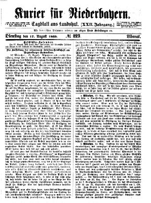 Kurier für Niederbayern Dienstag 17. August 1869
