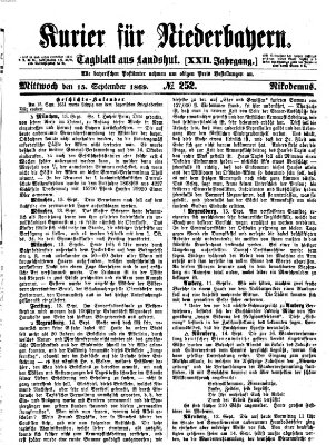 Kurier für Niederbayern Mittwoch 15. September 1869