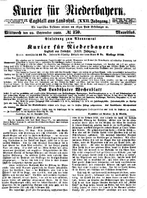 Kurier für Niederbayern Mittwoch 22. September 1869