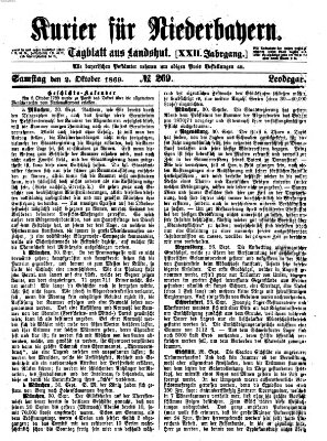 Kurier für Niederbayern Samstag 2. Oktober 1869