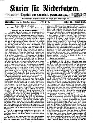 Kurier für Niederbayern Sonntag 3. Oktober 1869