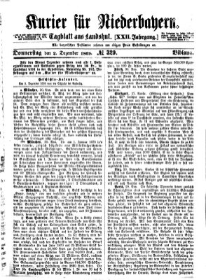 Kurier für Niederbayern Donnerstag 2. Dezember 1869