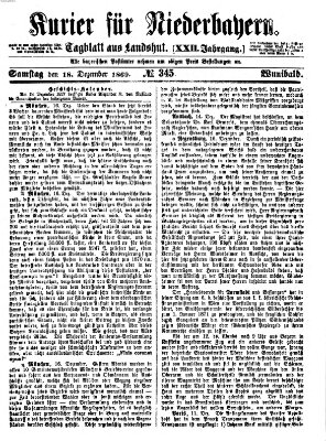 Kurier für Niederbayern Samstag 18. Dezember 1869
