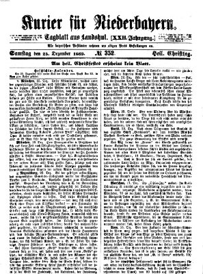 Kurier für Niederbayern Samstag 25. Dezember 1869