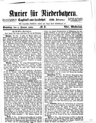 Kurier für Niederbayern Sonntag 2. Januar 1870