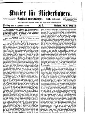 Kurier für Niederbayern Freitag 7. Januar 1870