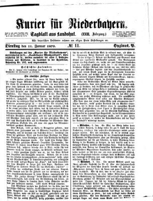 Kurier für Niederbayern Dienstag 11. Januar 1870