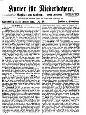 Kurier für Niederbayern Donnerstag 20. Januar 1870