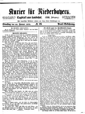 Kurier für Niederbayern Dienstag 25. Januar 1870