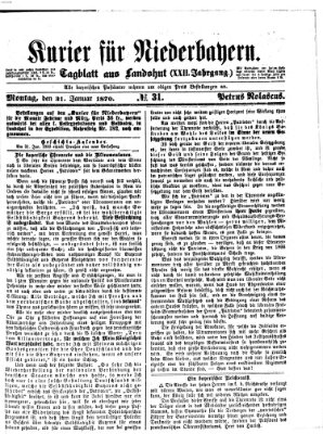 Kurier für Niederbayern Montag 31. Januar 1870