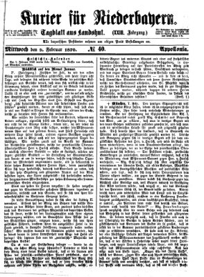 Kurier für Niederbayern Mittwoch 9. Februar 1870