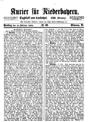 Kurier für Niederbayern Freitag 18. Februar 1870