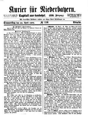 Kurier für Niederbayern Donnerstag 28. April 1870