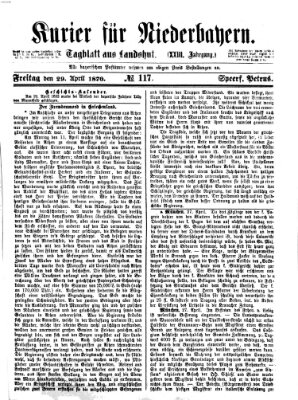 Kurier für Niederbayern Freitag 29. April 1870