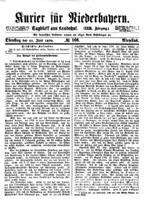 Kurier für Niederbayern Dienstag 21. Juni 1870