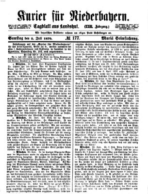 Kurier für Niederbayern Samstag 2. Juli 1870