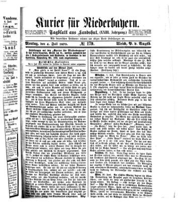 Kurier für Niederbayern Montag 4. Juli 1870