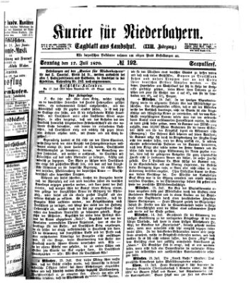 Kurier für Niederbayern Sonntag 17. Juli 1870