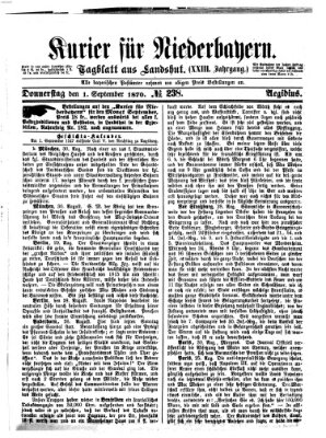Kurier für Niederbayern Donnerstag 1. September 1870