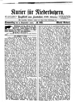 Kurier für Niederbayern Donnerstag 8. September 1870
