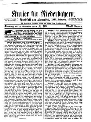Kurier für Niederbayern Sonntag 11. September 1870