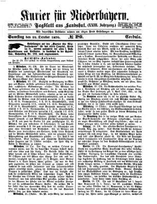 Kurier für Niederbayern Samstag 22. Oktober 1870