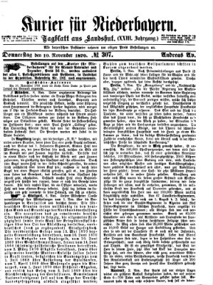 Kurier für Niederbayern Donnerstag 10. November 1870
