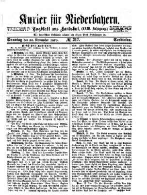 Kurier für Niederbayern Sonntag 20. November 1870