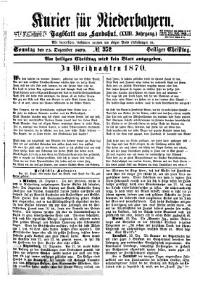 Kurier für Niederbayern Sonntag 25. Dezember 1870