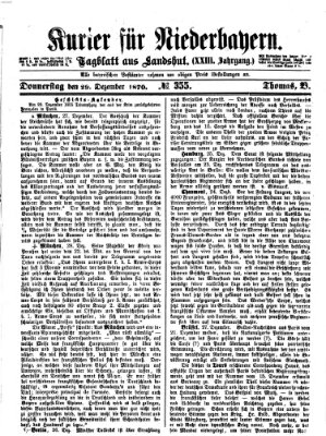 Kurier für Niederbayern Donnerstag 29. Dezember 1870