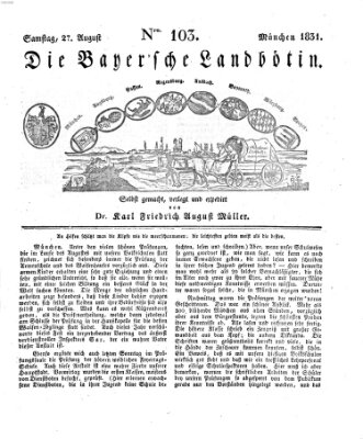 Bayerische Landbötin Samstag 27. August 1831