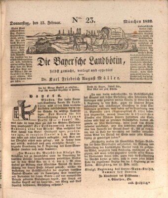 Bayerische Landbötin Donnerstag 23. Februar 1832