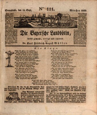 Bayerische Landbötin Samstag 15. September 1832