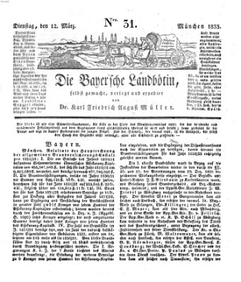 Bayerische Landbötin Dienstag 12. März 1833