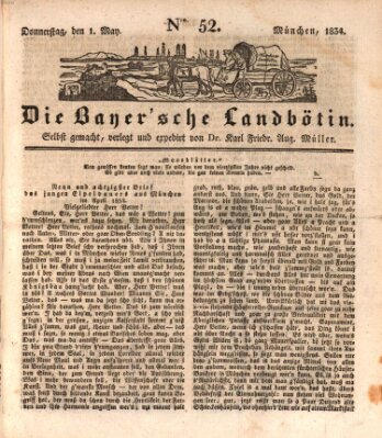 Bayerische Landbötin Donnerstag 1. Mai 1834