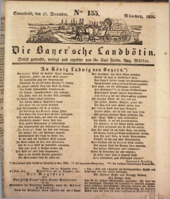 Bayerische Landbötin Samstag 27. Dezember 1834