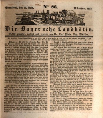 Bayerische Landbötin Samstag 18. Juli 1835