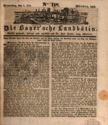 Bayerische Landbötin Donnerstag 1. Oktober 1835