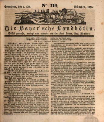 Bayerische Landbötin Samstag 3. Oktober 1835