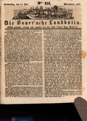 Bayerische Landbötin Donnerstag 17. Dezember 1835