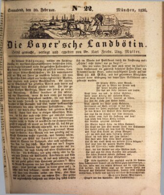 Bayerische Landbötin Samstag 20. Februar 1836