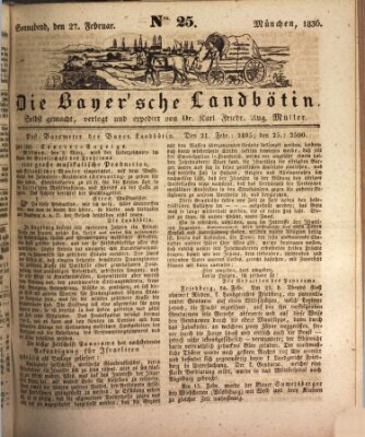 Bayerische Landbötin Samstag 27. Februar 1836