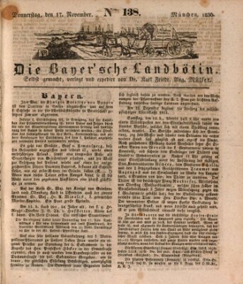 Bayerische Landbötin Donnerstag 17. November 1836