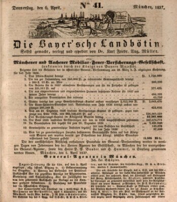 Bayerische Landbötin Donnerstag 6. April 1837