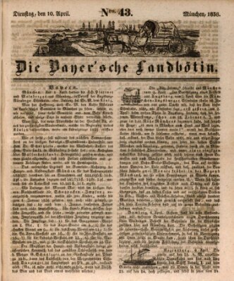 Bayerische Landbötin Dienstag 10. April 1838