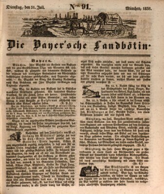 Bayerische Landbötin Dienstag 31. Juli 1838