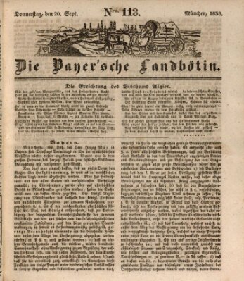 Bayerische Landbötin Donnerstag 20. September 1838
