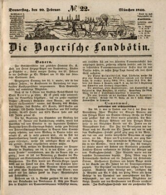 Bayerische Landbötin Donnerstag 20. Februar 1840