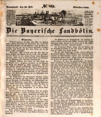Bayerische Landbötin Samstag 25. Juli 1840