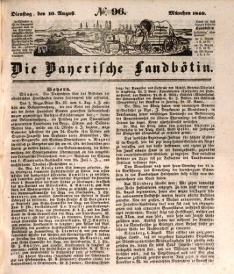 Bayerische Landbötin Montag 10. August 1840